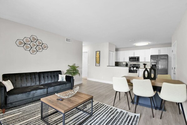 Modern Living Room with Open Kitchen Design in Boca Raton