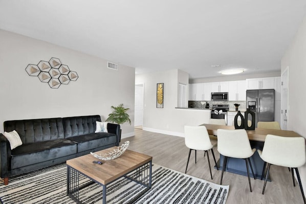 Modern Living Room with Open Kitchen Design in Boca Raton