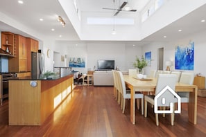 Main open plan living area incorporating the kitchen, dining for ten and lounge