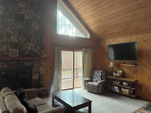 Cozy fireplace and smart tv