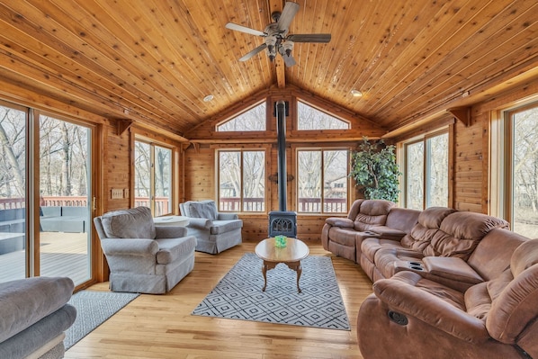 Indoors, Hardwood, Stained Wood, Appliance, Ceiling Fan