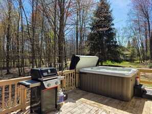 Deck with grill and hot tub