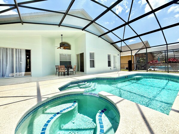 Your very own pool area also includes a spa