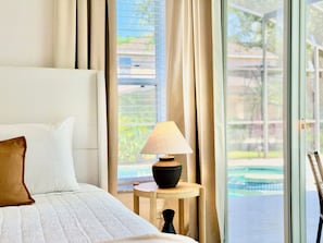 With a view of the pool, this is the perfect getaway for relaxing moments.