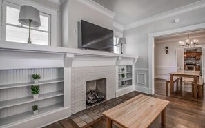 SmartTV and fireplace