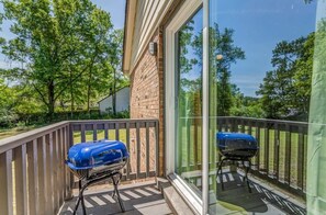 Small patio with charcoal grill