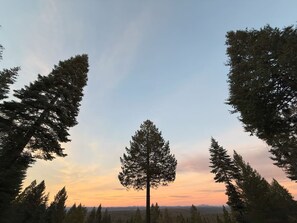 Twilight shot of the view from the deck.
