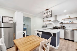 Dining room and kitchen area