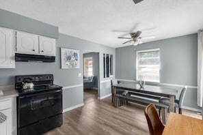 Dining room and kitchen area