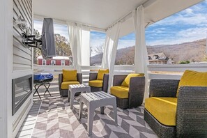 Cozy patio with furniture and SmartTV