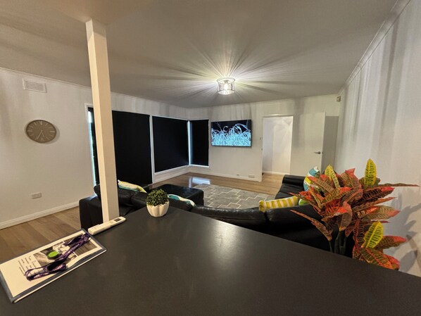 Kitchen view into lounge room