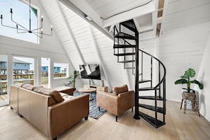 This charming A-frame is in friendly Surfside Beach