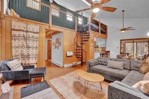 Living room with loft area
