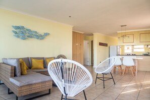 Living and dining area from outdoor patio