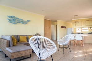 Living and dining area from outdoor patio