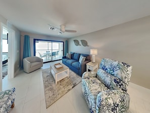 Living Room with Private Beachfront Balcony Access