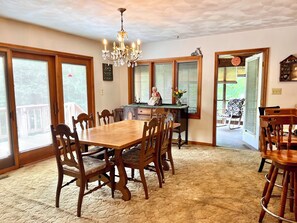 Just off the dining room, you can step out onto the screened porch