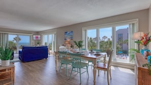 Bright + Breezy Living Room with Pool Views & Direct Oceanfront Balcony