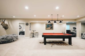 Game room in basement