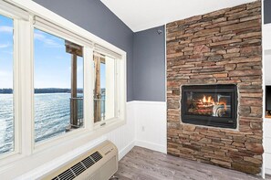 Cozy in room fireplace