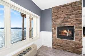 Cozy in room fireplace