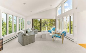 Vaulted ceiling in the top level living area