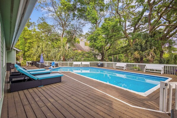 The oversized heated pool is the highlight, offering endless fun and relaxation.