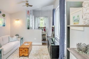 Living Room | Single-Story Home | Queen Sleeper Sofa | Desk Workspace
