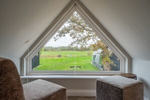 The Woodshed at Green Valley Farm, Ubbeston: Countryside views from the bedroom