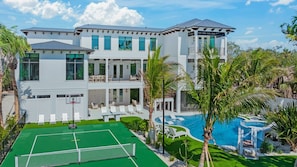Rear Elevation - House 1 - Resort Style Pool w/ Waterslide - Oversized Spa - Mini Golf - Sport Court - Sports Simulator