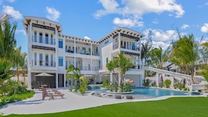 Front Elevation - House 2 - Resort Style Pool w/ 2nd Level Entry Waterslide - Oversized Spa and Sunken Living Room