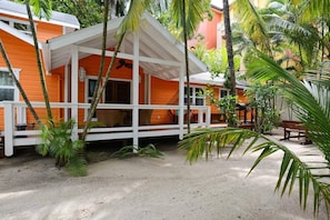 Shaded by palm trees