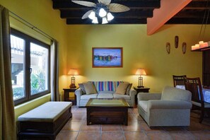 Living space with queen sofa bed