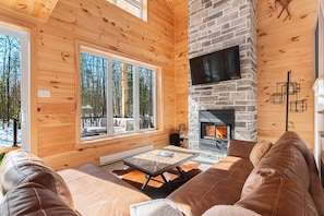 Living room with cathedral ceiling