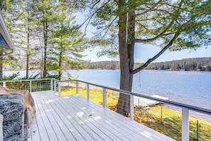 House Exterior | Deck w/ Seating | Dining Area | Lake Views
