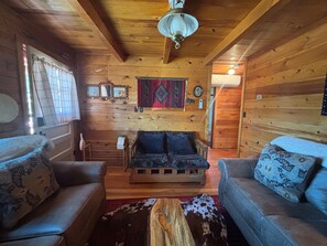 Living room view with front entrance