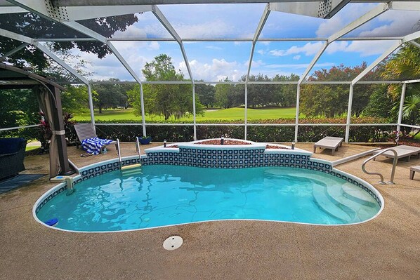 Sparkling Pool with Golf Course View