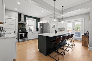 First floor kitchen and island