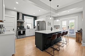 First floor kitchen and island