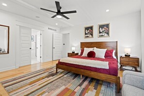 Second floor primary bedroom with king bed