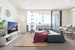 The sofabed can be set up for up to two children upon request.