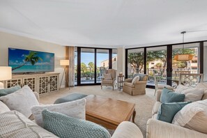 Open living room with views of the gulf