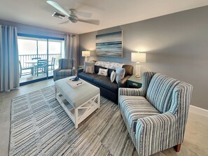 Living Room with Private Beachfront Balcony Access