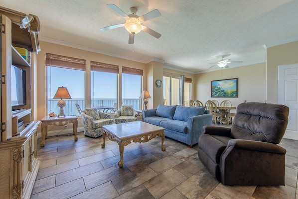 Gulf front living room.