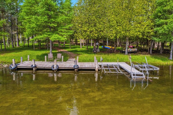 Sit on the Dock or bring your boat and tie up!