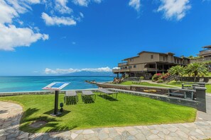 Lounge on the grass with stunning ocean views.