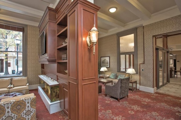 Lobby lounge with shared library