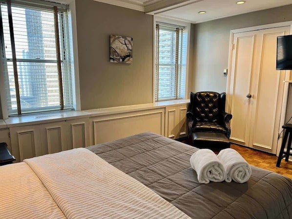 Bedroom with the cider wardrobe.