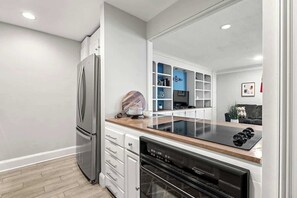 View from the kitchen into the living space.