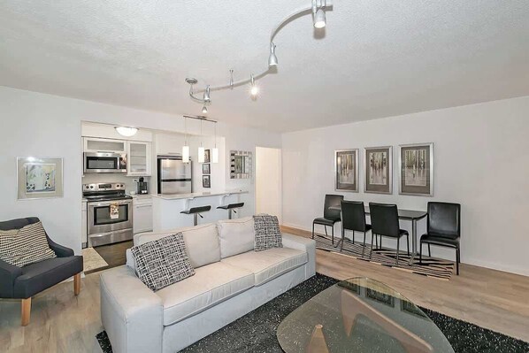 Living space with a diving table